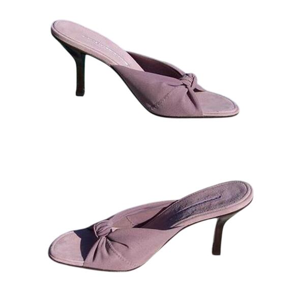 Donald Pliner Mauve Mesh Elastic Suede FootBed Leather Shoe Slide New $235 NWT